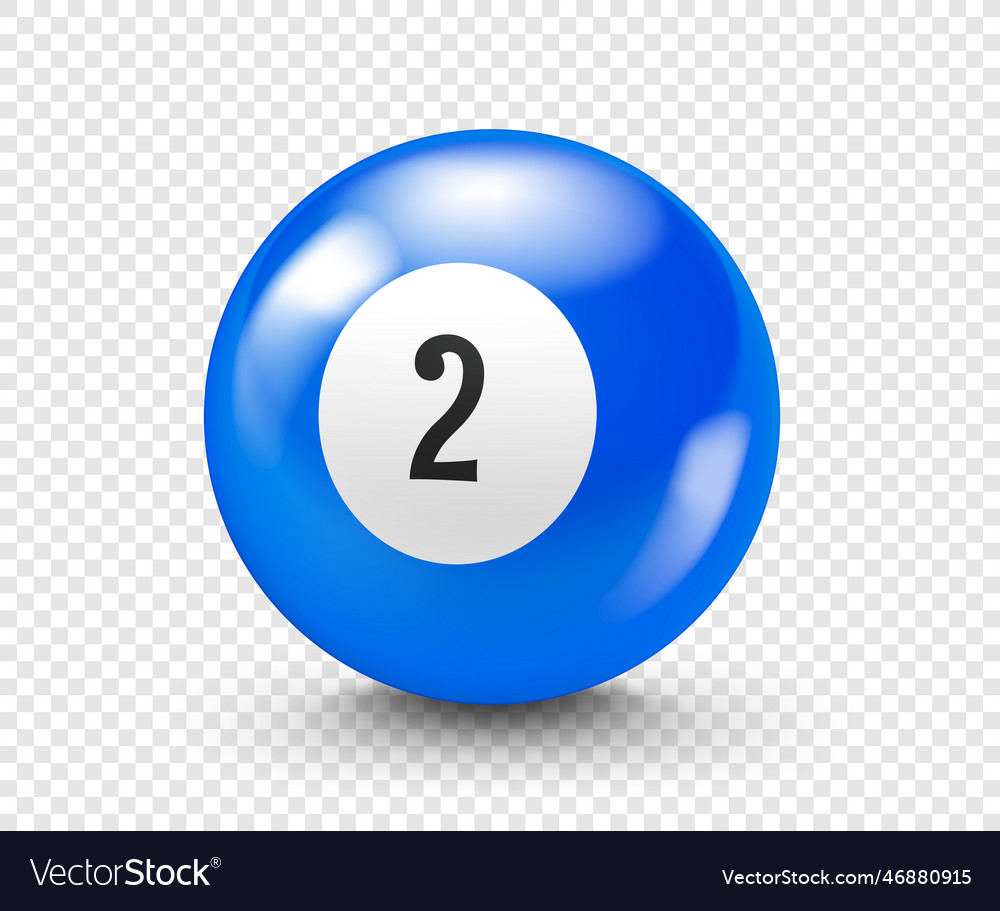 Blue billiard ball with number two 3d isolated Vector Image