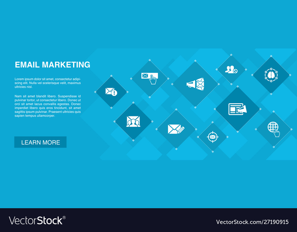 Email Marketing Banner 10 Icons Concept Subscribe Vector Image