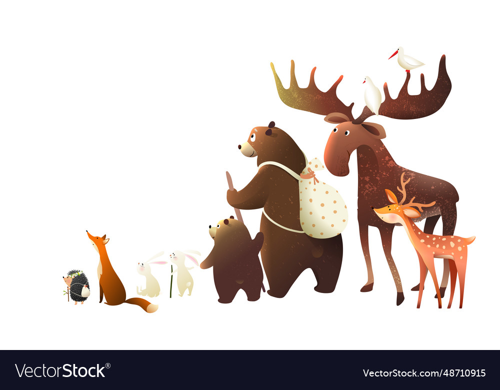 Hiking and traveling animals adventures for kids Vector Image