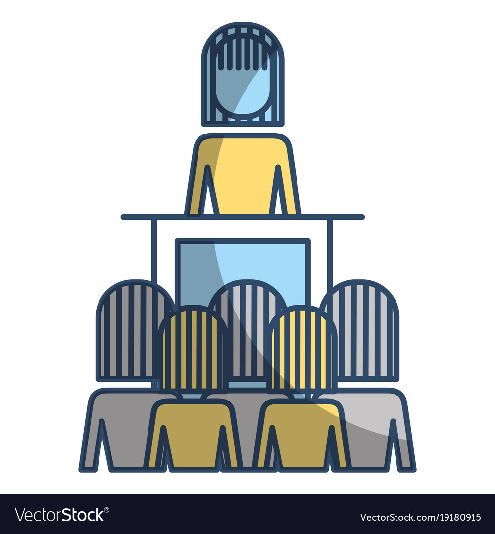 Meeting business people boss podium presentation Vector Image