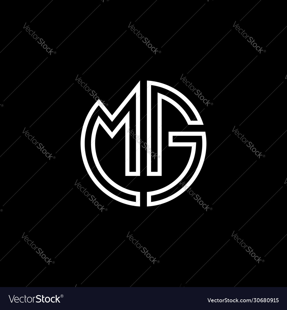 Download Mg monogram logo circle ribbon style outline Vector Image