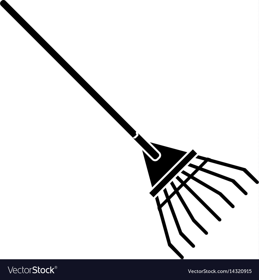 Rake tool gardening pictogram Royalty Free Vector Image