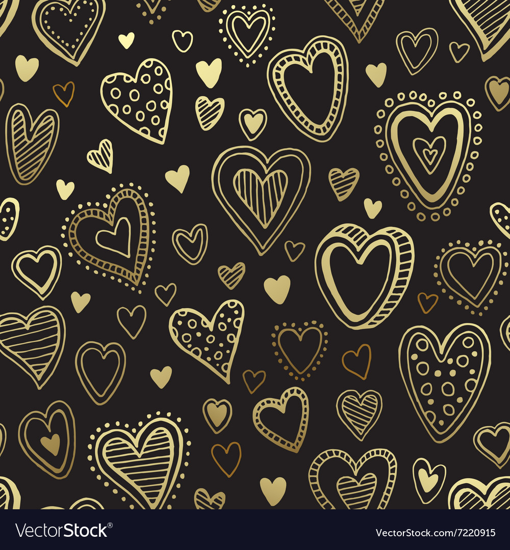 Seamless background with hand drawn hearts Vector Image