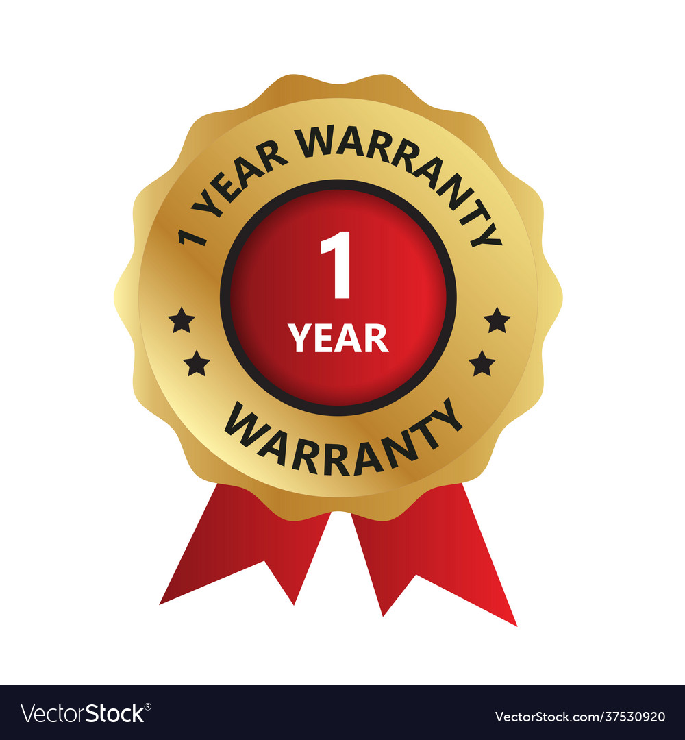 1 year warranty badge logo photo Royalty Free Vector Image