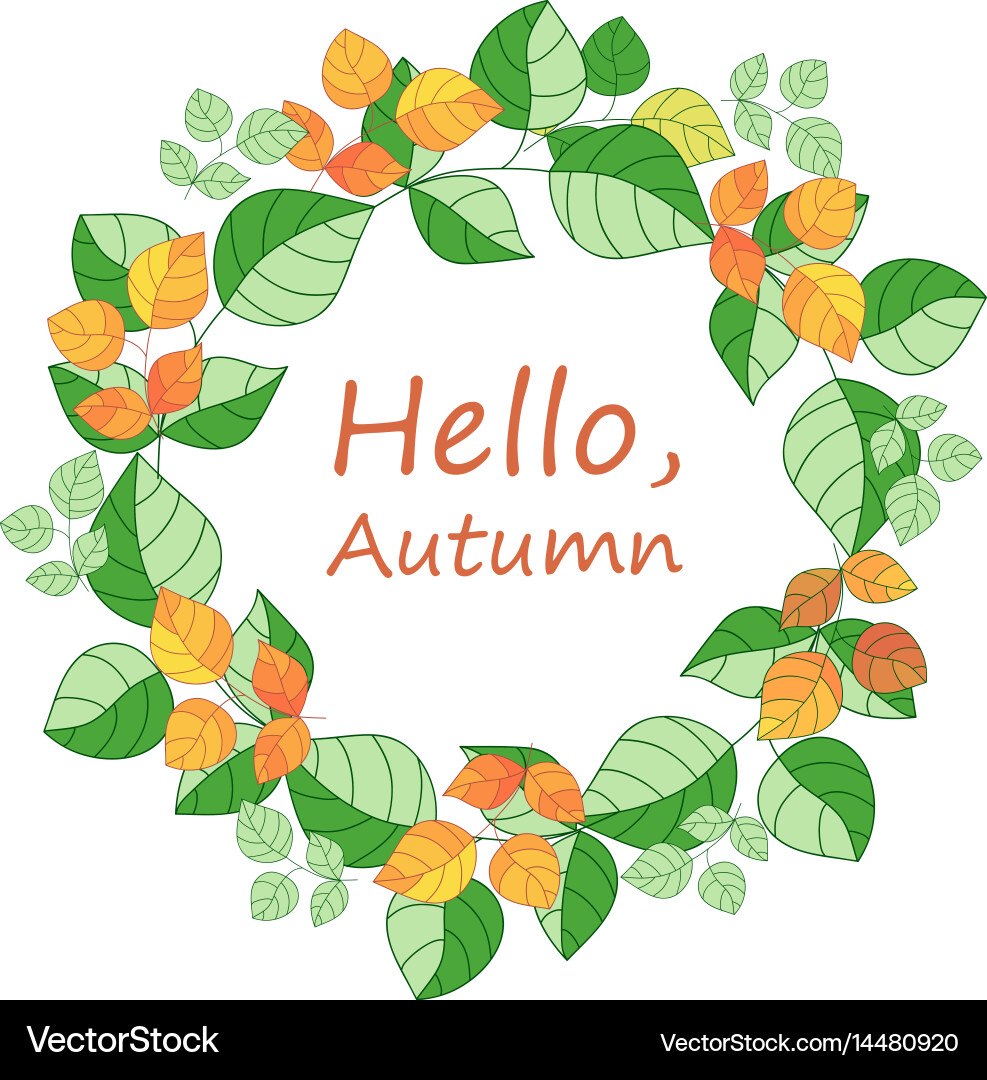 Autumnal round frame Royalty Free Vector Image