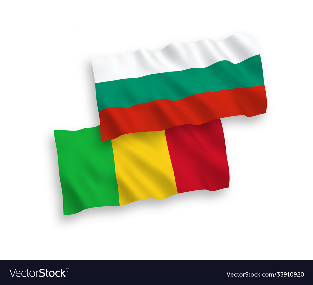 Flags mali and bulgaria on a white background Vector Image