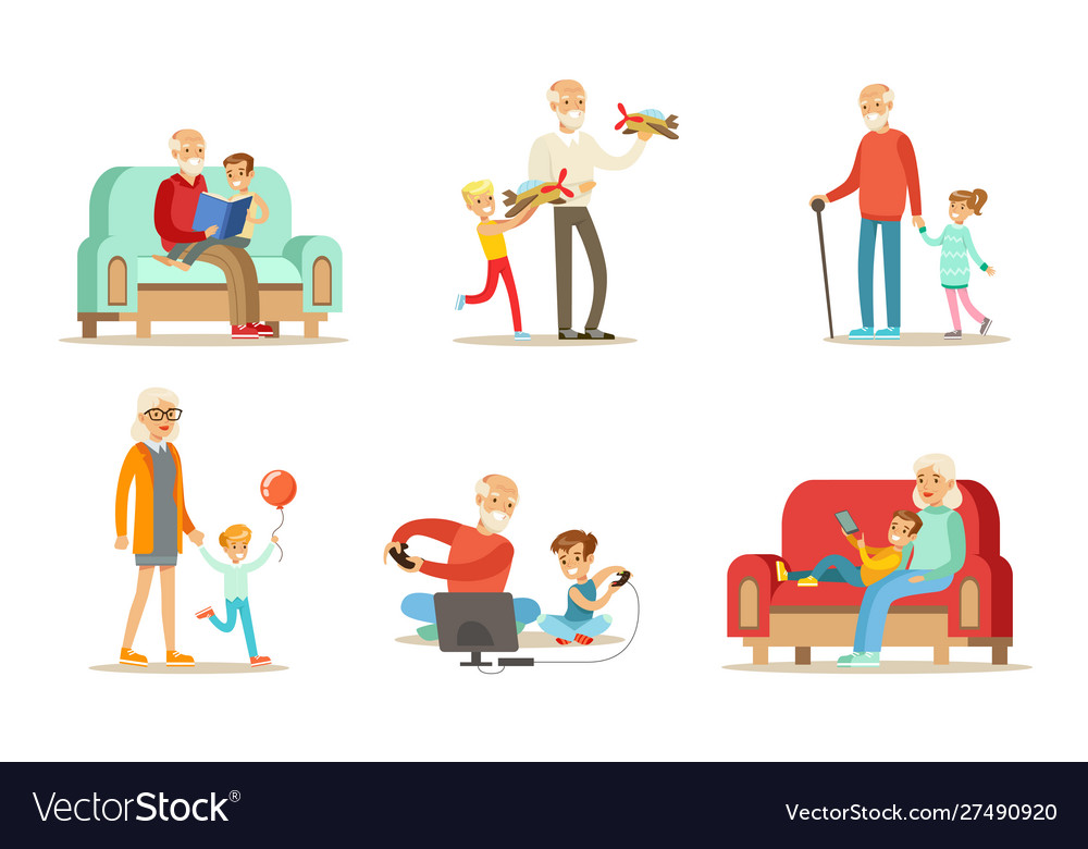 Grandpa and grandma spending time Royalty Free Vector Image