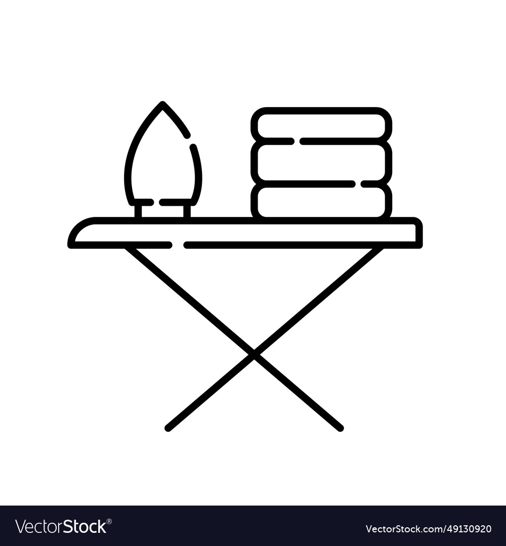 Laundry service ironing board iron and folded Vector Image