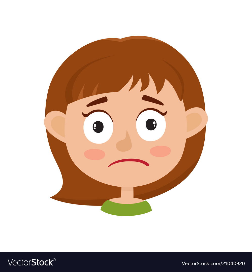 Little girl upset face expression isolated on Vector Image