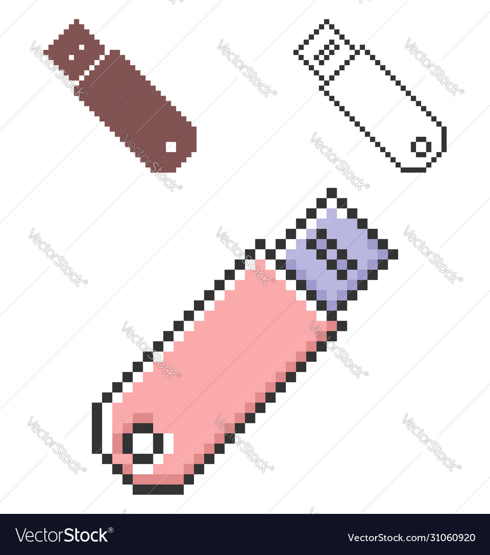 Pixel icon usb device in three variants fully Vector Image