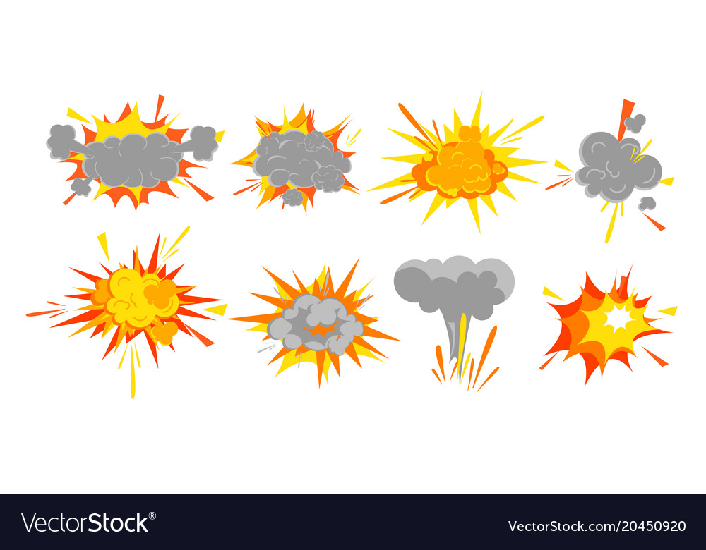 Set of smooth explosion Royalty Free Vector Image