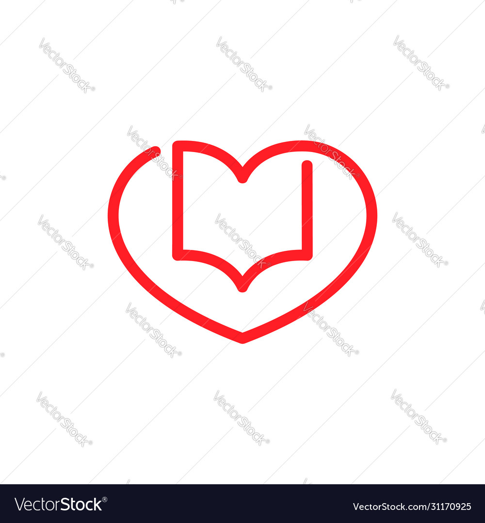 Book And Heart Outline Symbol On White Backdrop Vector Image