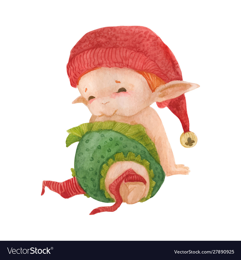 Christmas elf story sweet baby Royalty Free Vector Image