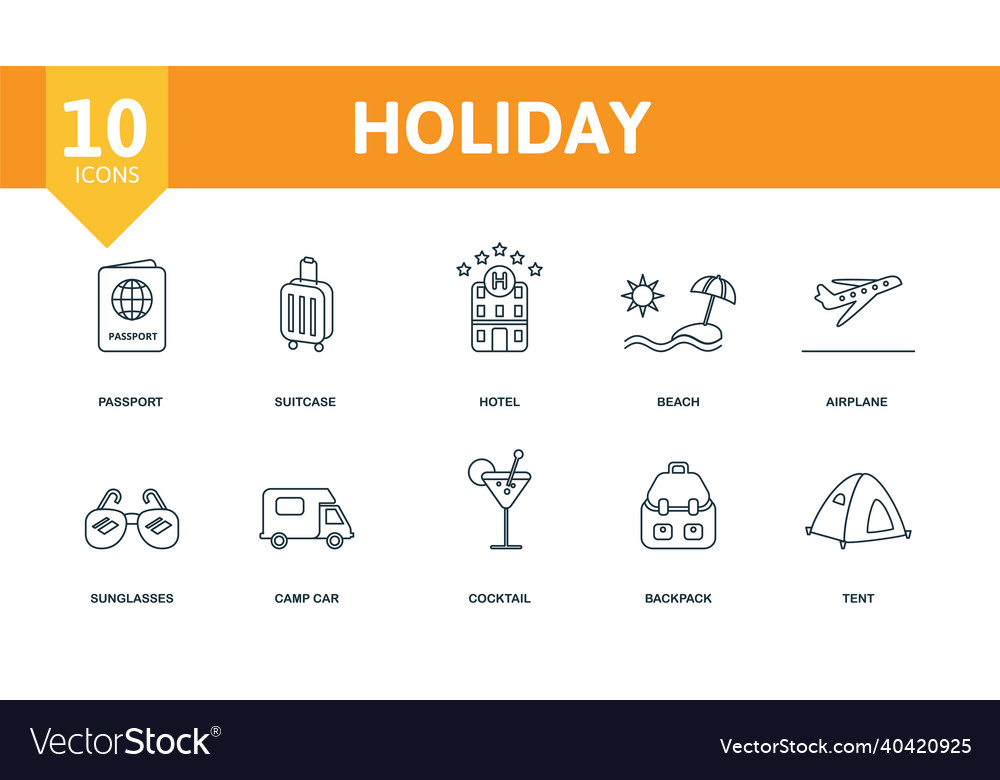 Holiday icon set collection of simple elements Vector Image