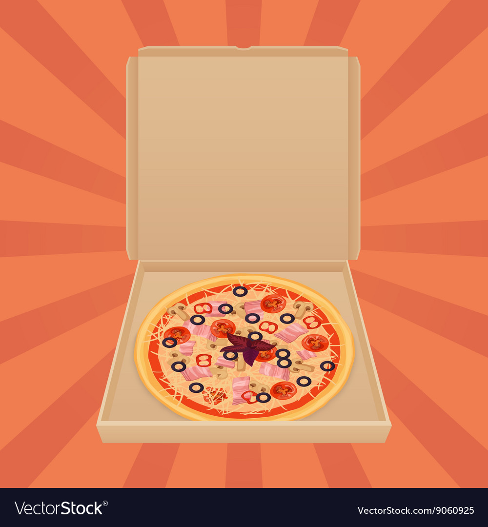 Pizza in paper box isolated pizza delivery box Vector Image
