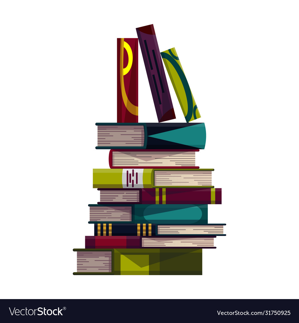 Stack colorful books on a white background Vector Image