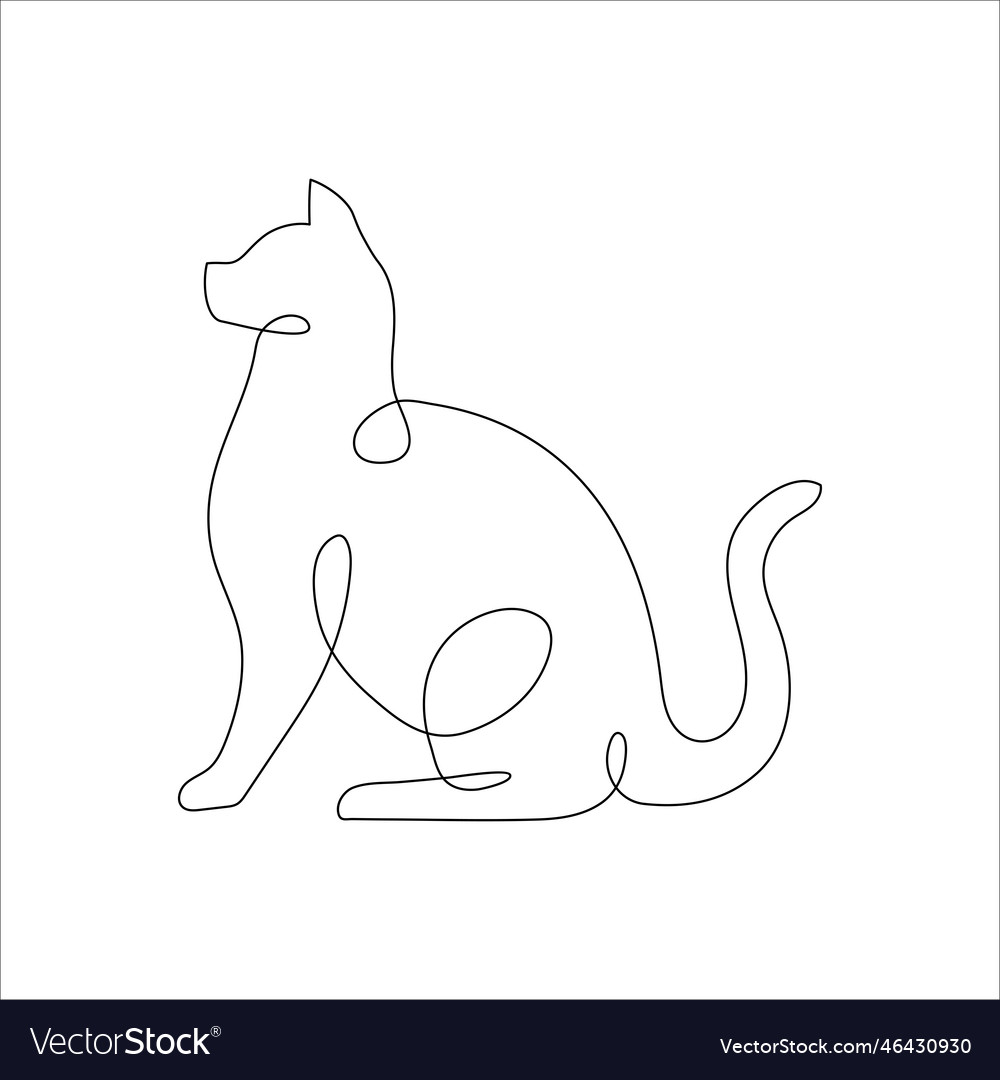 Cat one line drawing art Royalty Free Vector Image