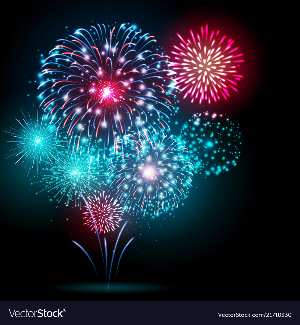 Holiday festival blue and pink firework Royalty Free Vector