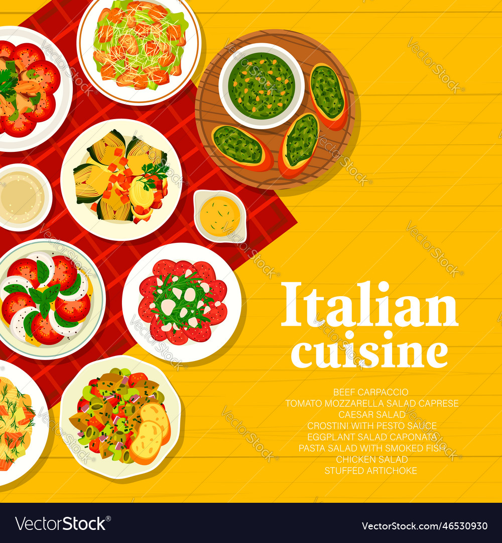 Italian cuisine dishes menu cover page template Vector Image