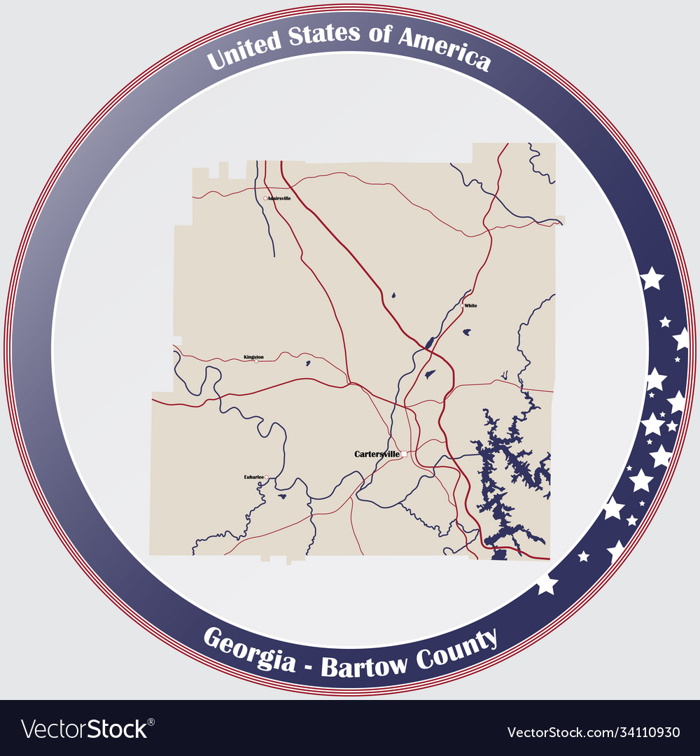 Map Bartow County In Georgia Royalty Free Vector Image