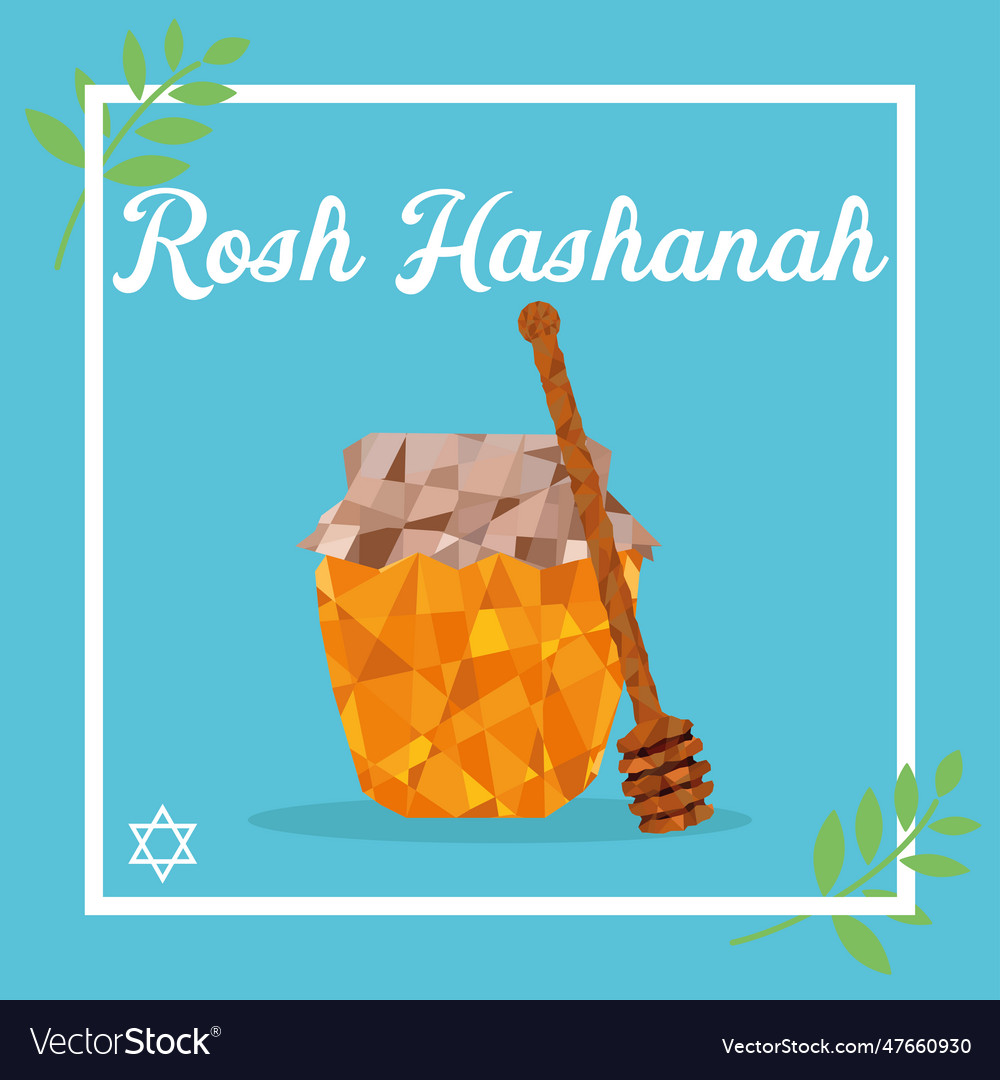 Rosh hashanah poster with honey pot Royalty Free Vector