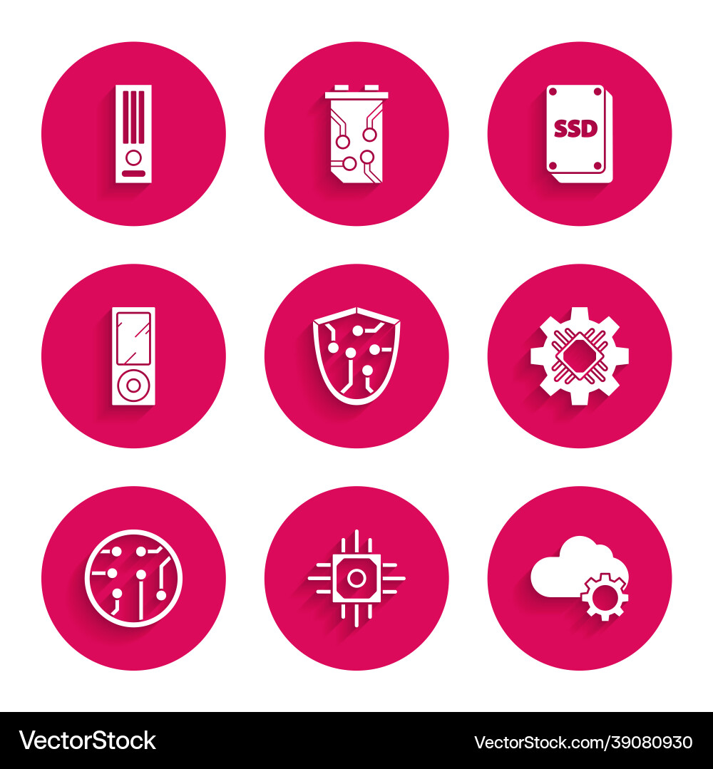 Set cyber security processor cloud technology Vector Image
