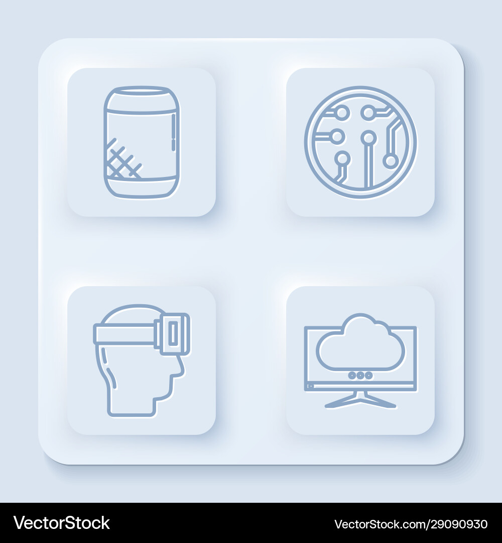 Set line voice assistant processor virtual Vector Image