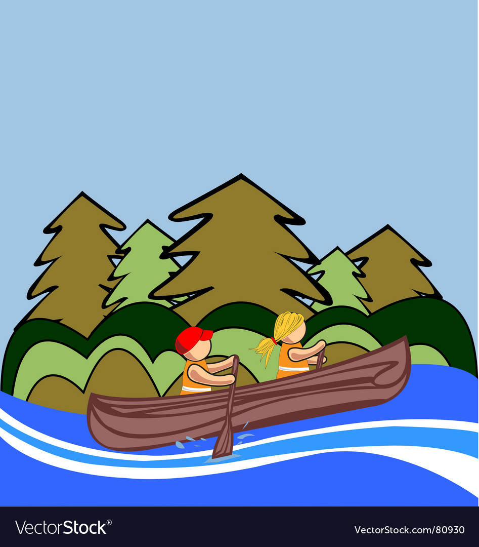 Two kids canoe Royalty Free Vector Image - VectorStock