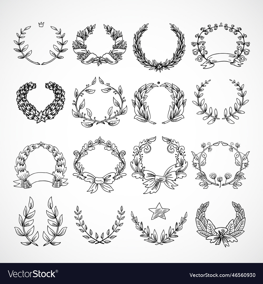 Wreath heraldic icons set Royalty Free Vector Image