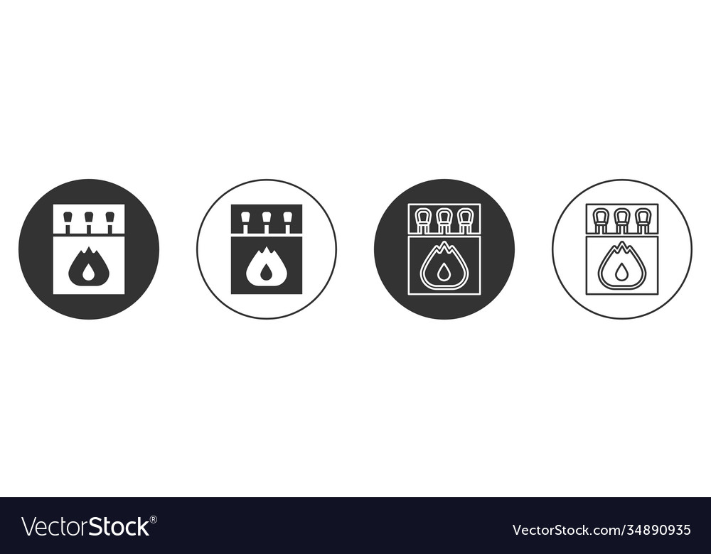 Black open matchbox and matches icon isolated Vector Image