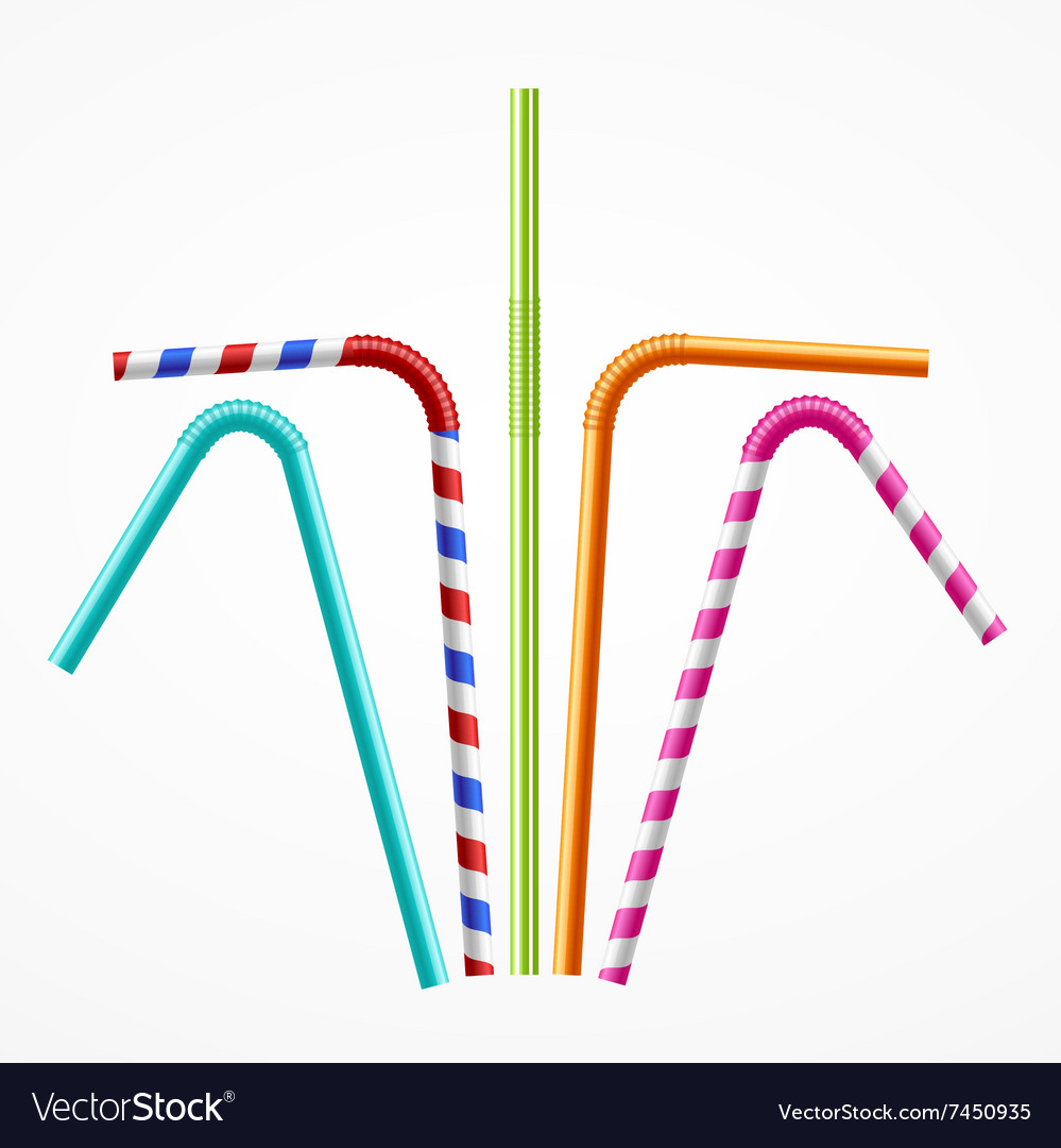 Colorful drinking straws set Royalty Free Vector Image