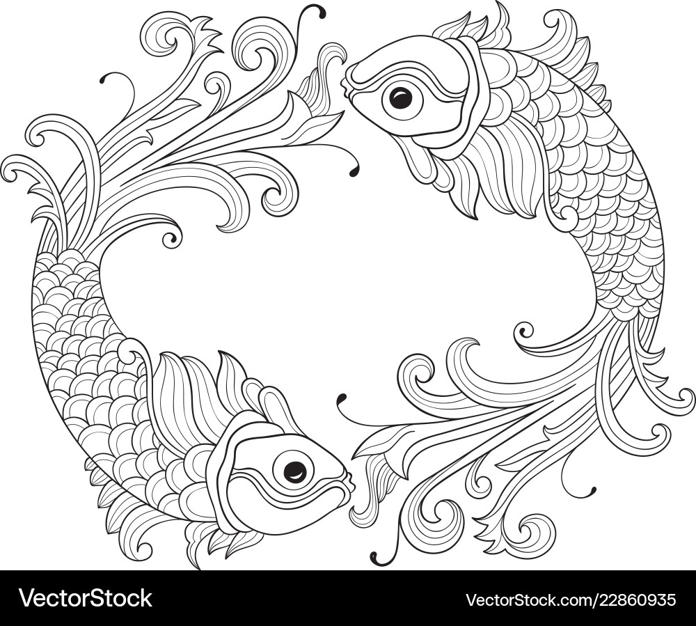 Frame with fishes Royalty Free Vector Image - VectorStock