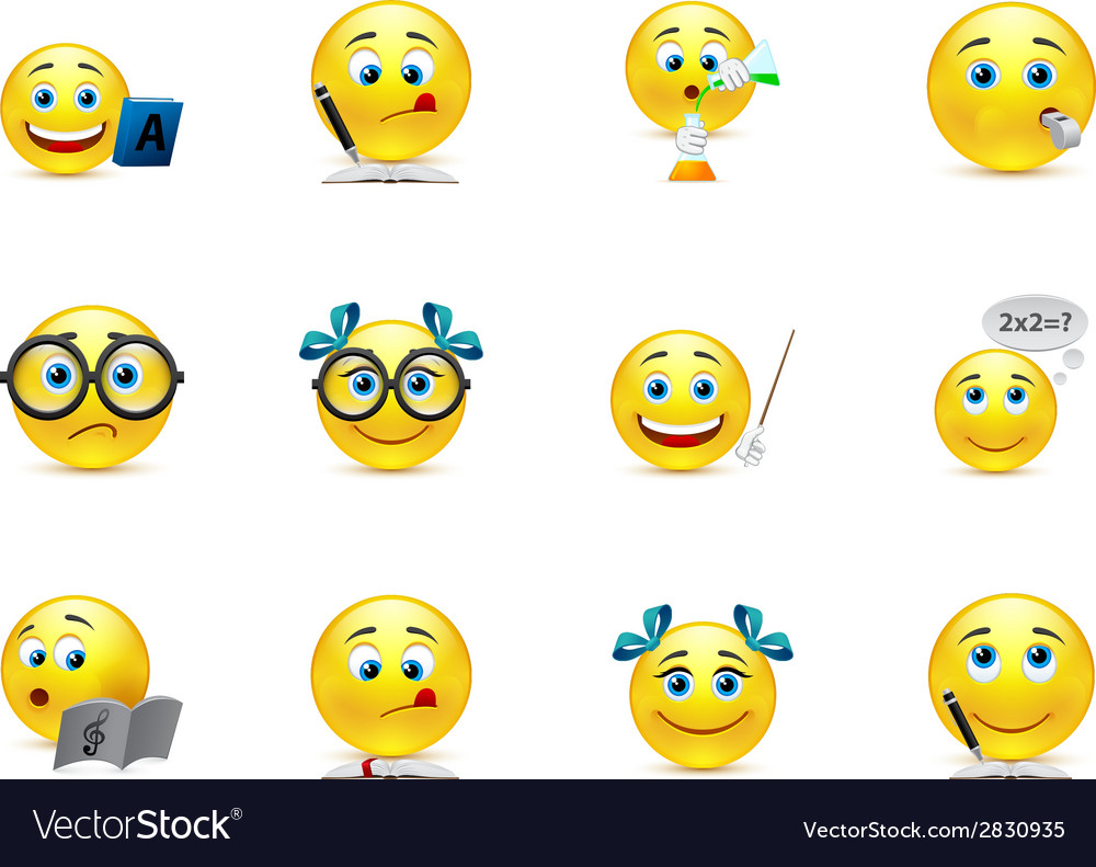 Funny smiley collection on topic teaching and Vector Image