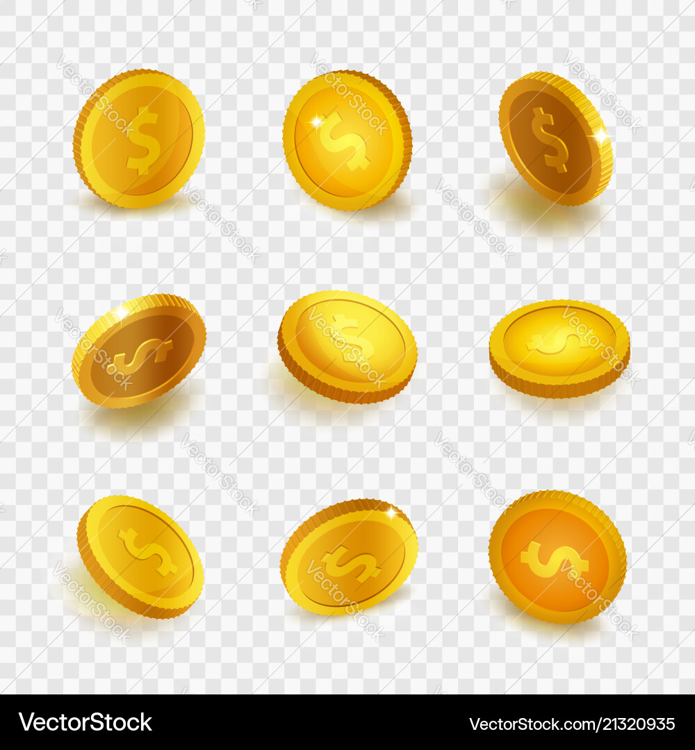 Stock Realistic Set Gold Coins Royalty Free Vector Image