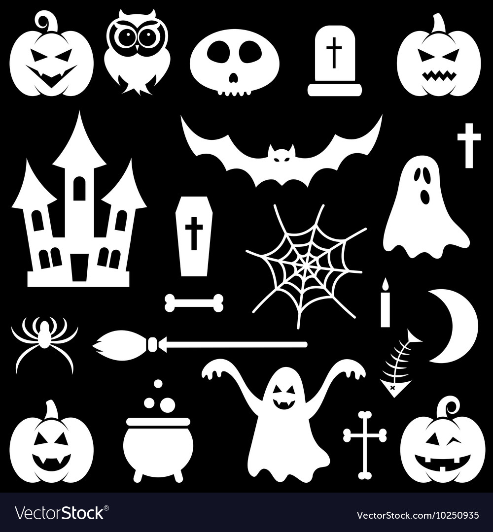 White halloween icons set Royalty Free Vector Image