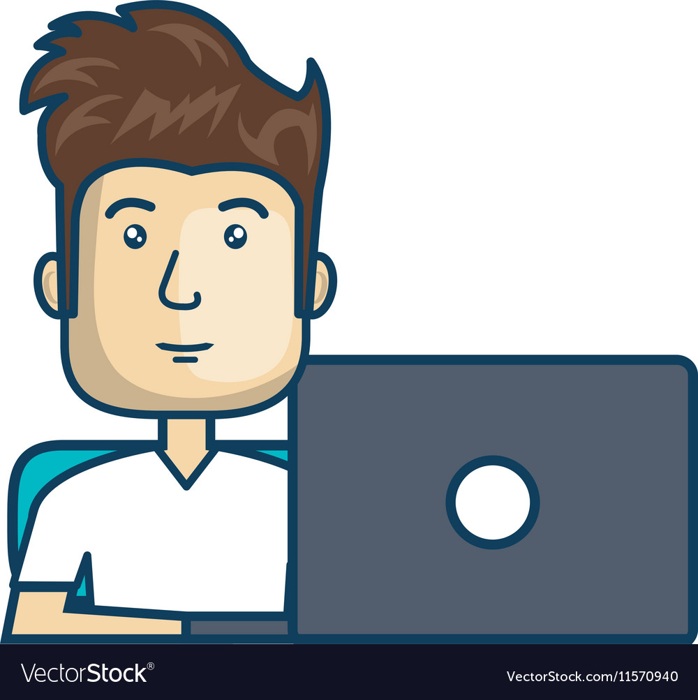 Avatar Of A Person Working On Laptop Royalty Free Vector