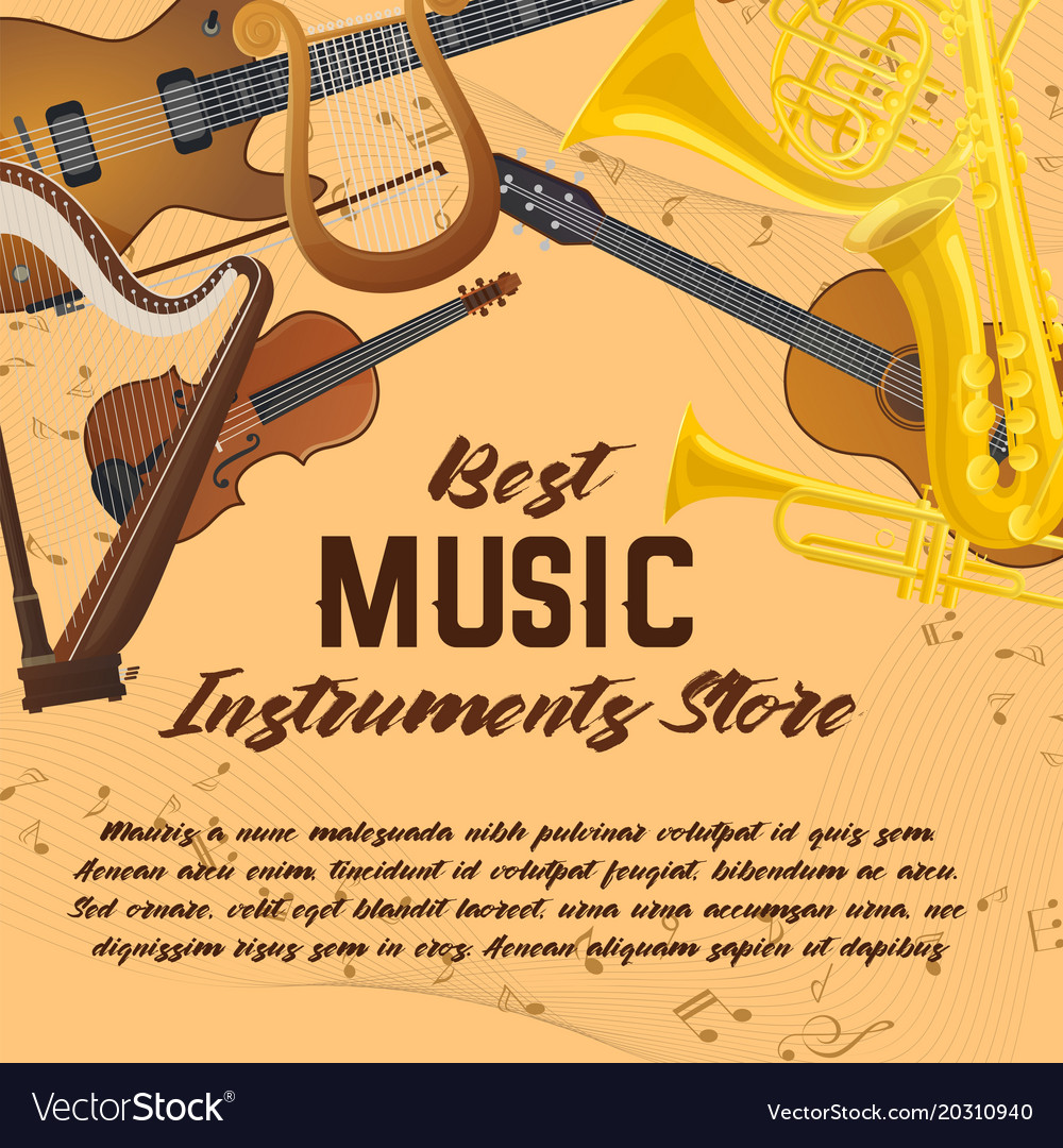 Banner music instruments for shop or store Vector Image