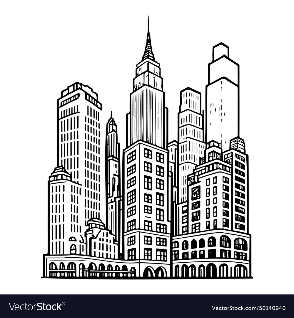 Drawings new york architecture city building Vector Image