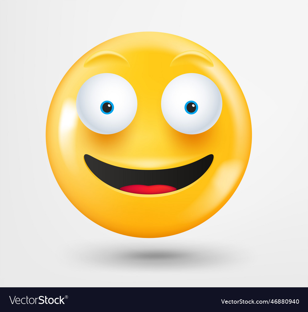 Excited emoticon 3d emoji isolated on white Vector Image