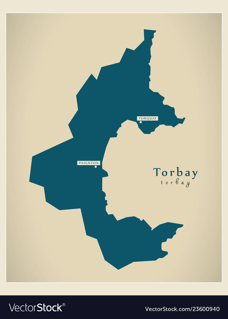 Map Of Torbay Area Modern Map - Torbay Unitary Authority England Uk Vector Image