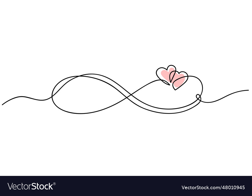 Infinity love icon continuous line art drawing Vector Image