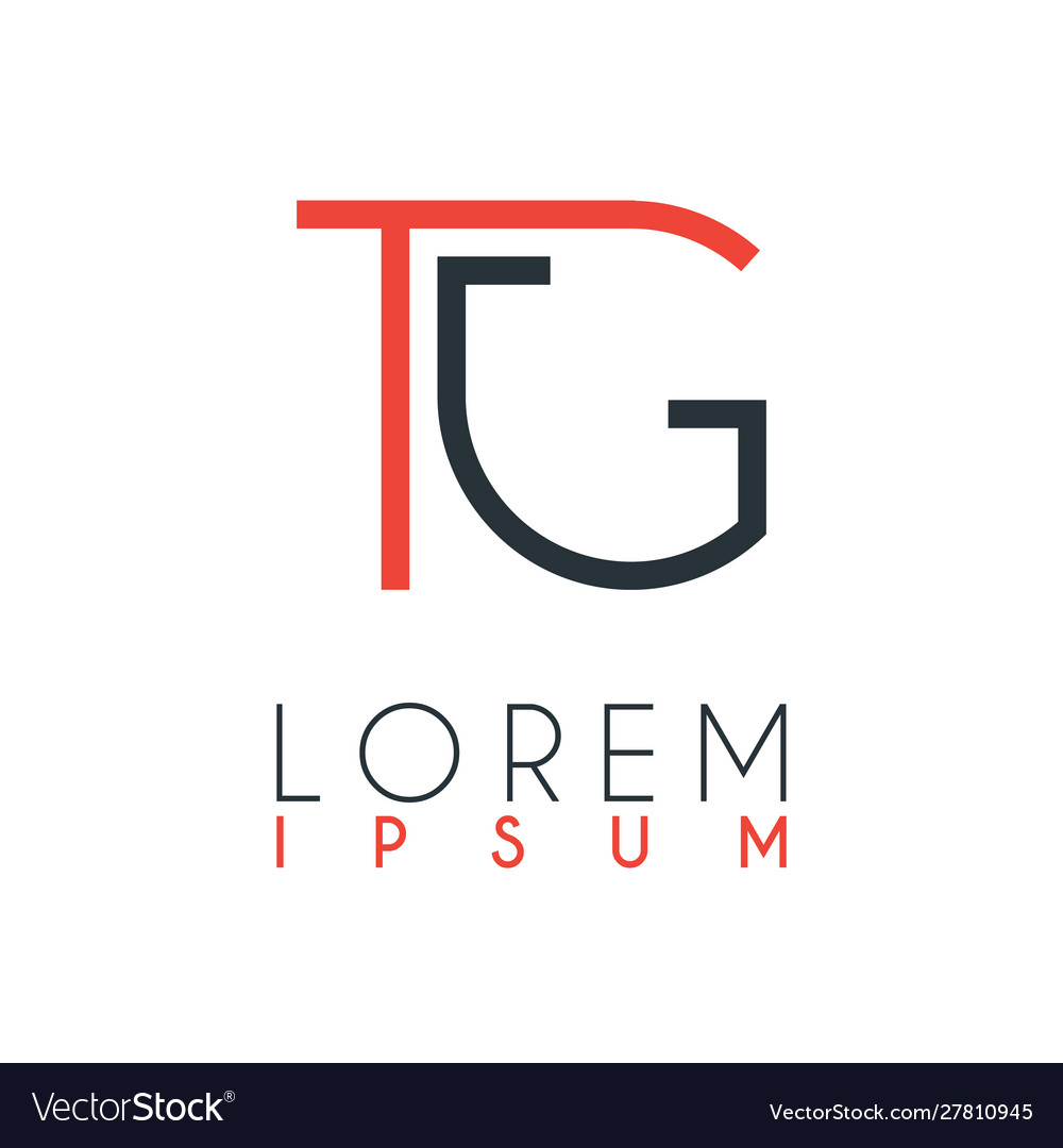 Logo between letter t and g or tg Royalty Free Vector Image