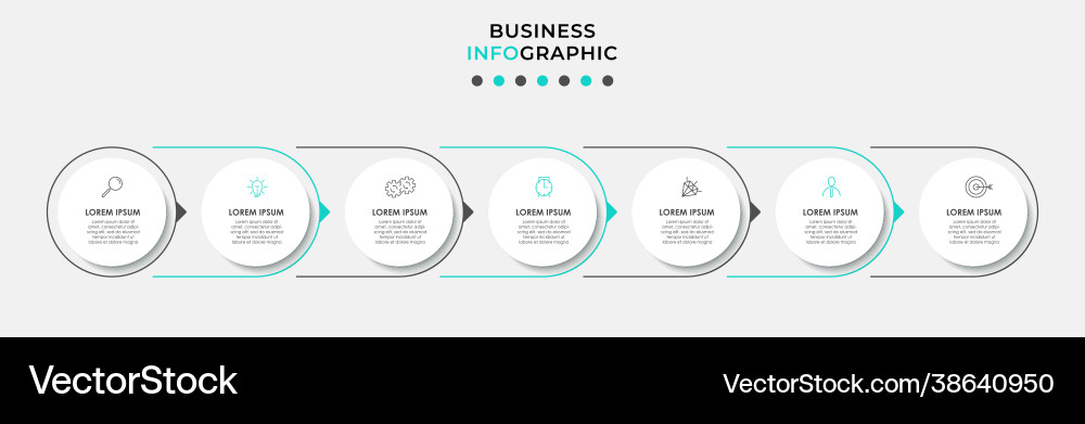 Business infographics presentation with 7 steps Vector Image