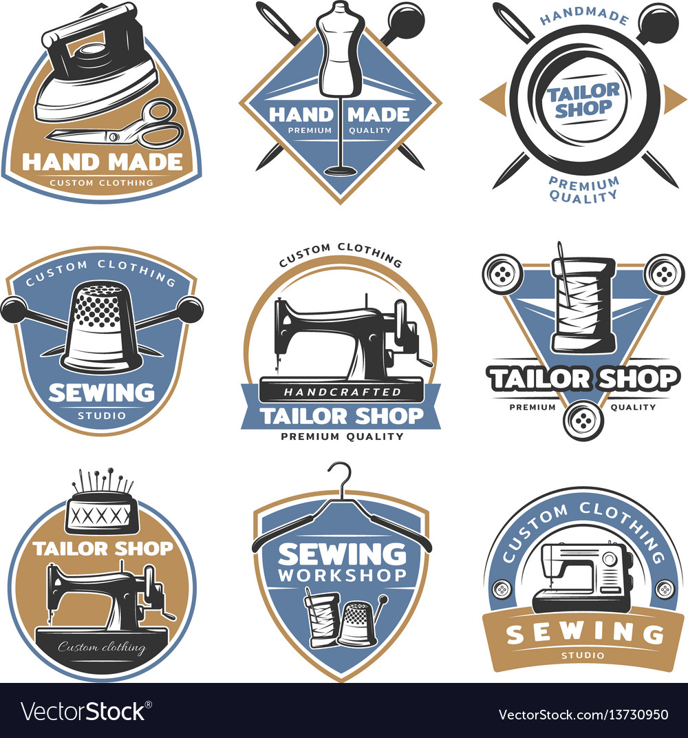 Colorful sewing labels set Royalty Free Vector Image