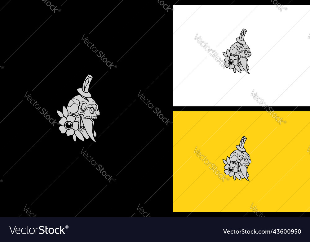 Head skull and knife black and white vector image Head skull and knife black and white