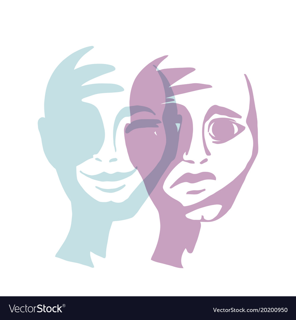 Multiple personality mask a man Royalty Free Vector Image