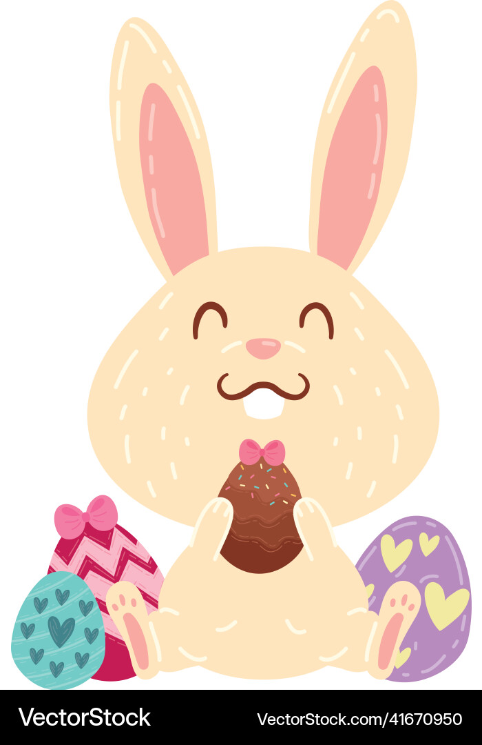 Rabbit and easter eggs Royalty Free Vector Image