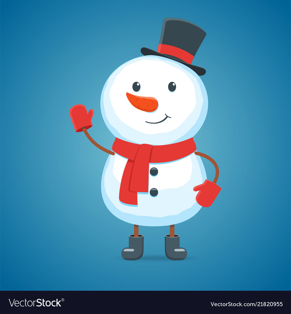 Cartoon snowman on a white background Royalty Free Vector