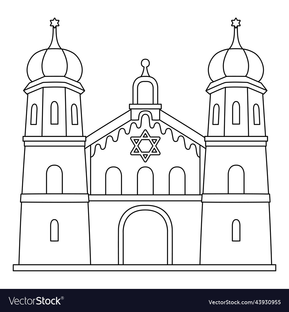 Hanukkah jewish church isolated coloring page Vector Image