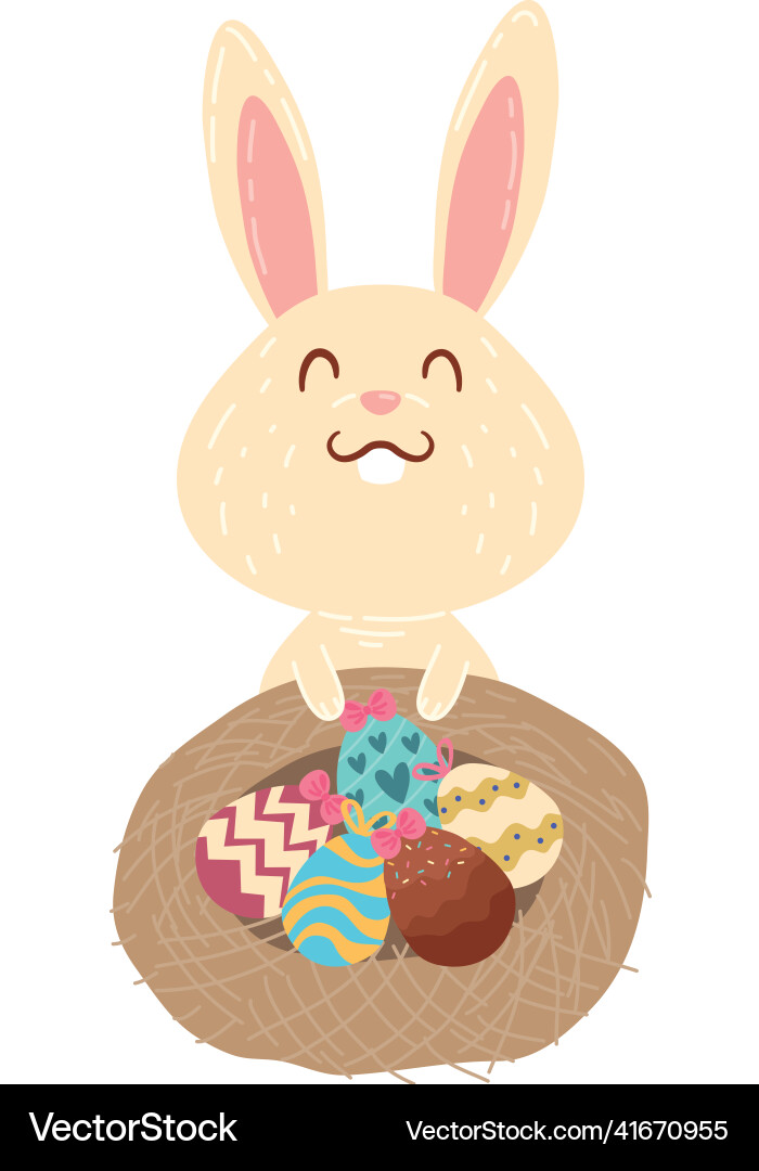 Rabbit with easter eggs Royalty Free Vector Image